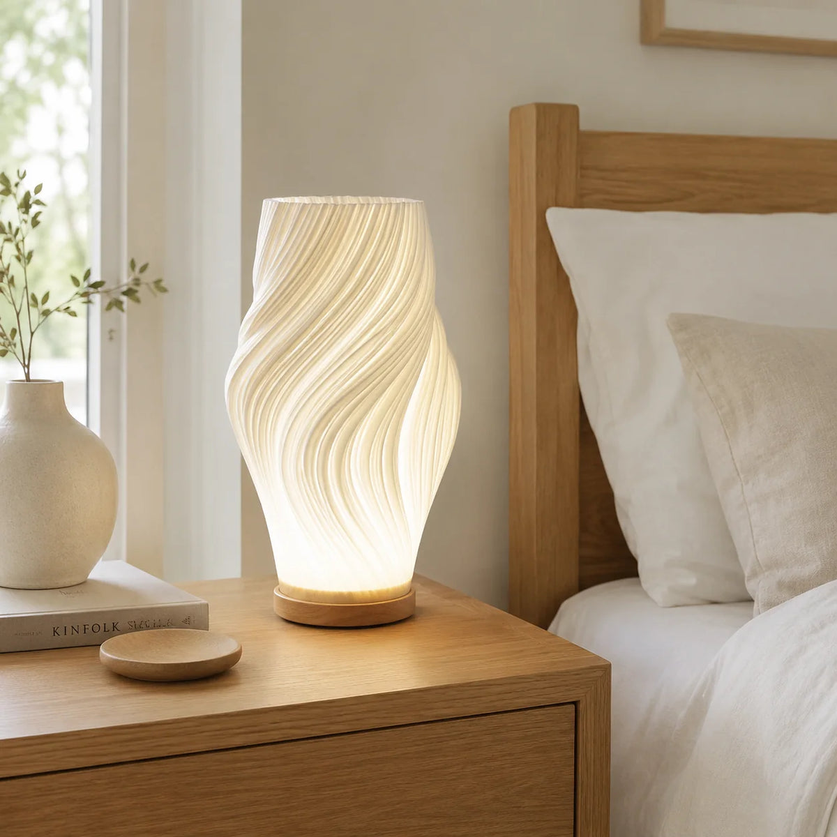 Modern Wave Table Lamp with Dimmable USB Power | Unique Accent Lighting for Cozy Spaces 1