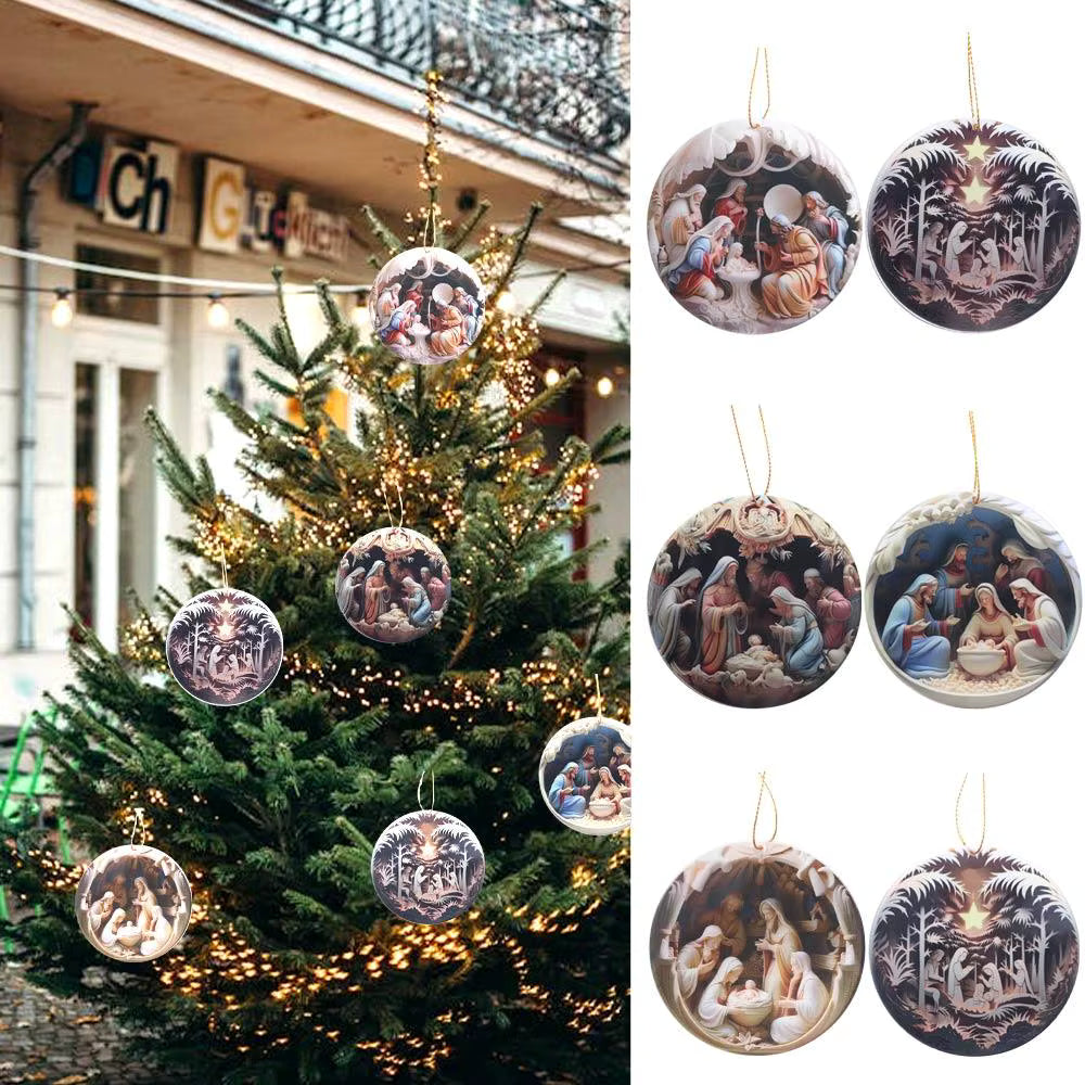 Nativity Scene | 3D Effect Christmas Ornament with Acrylic Design | Reusable Christmas Tree Decoration for Festive Home Decor 3