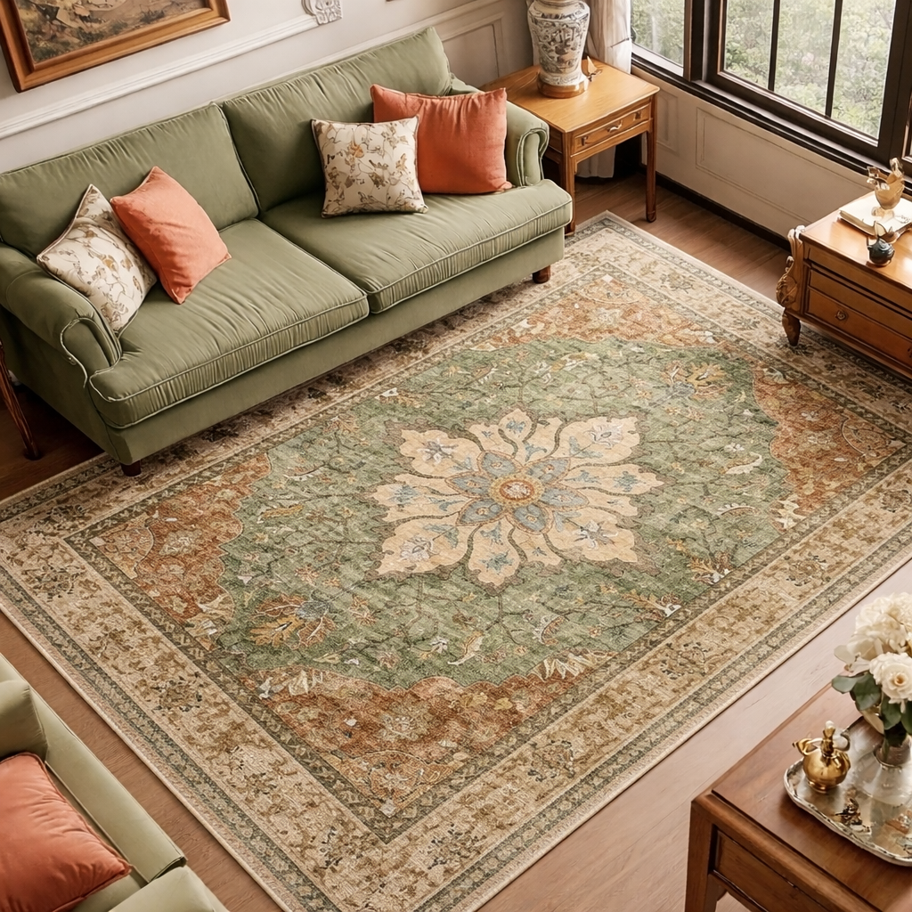 Sage Green Vintage Persian Rug