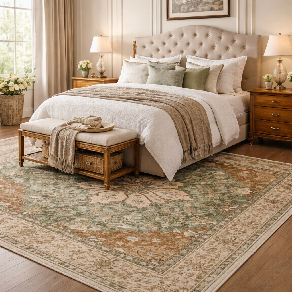 Sage Green Vintage Persian Rug