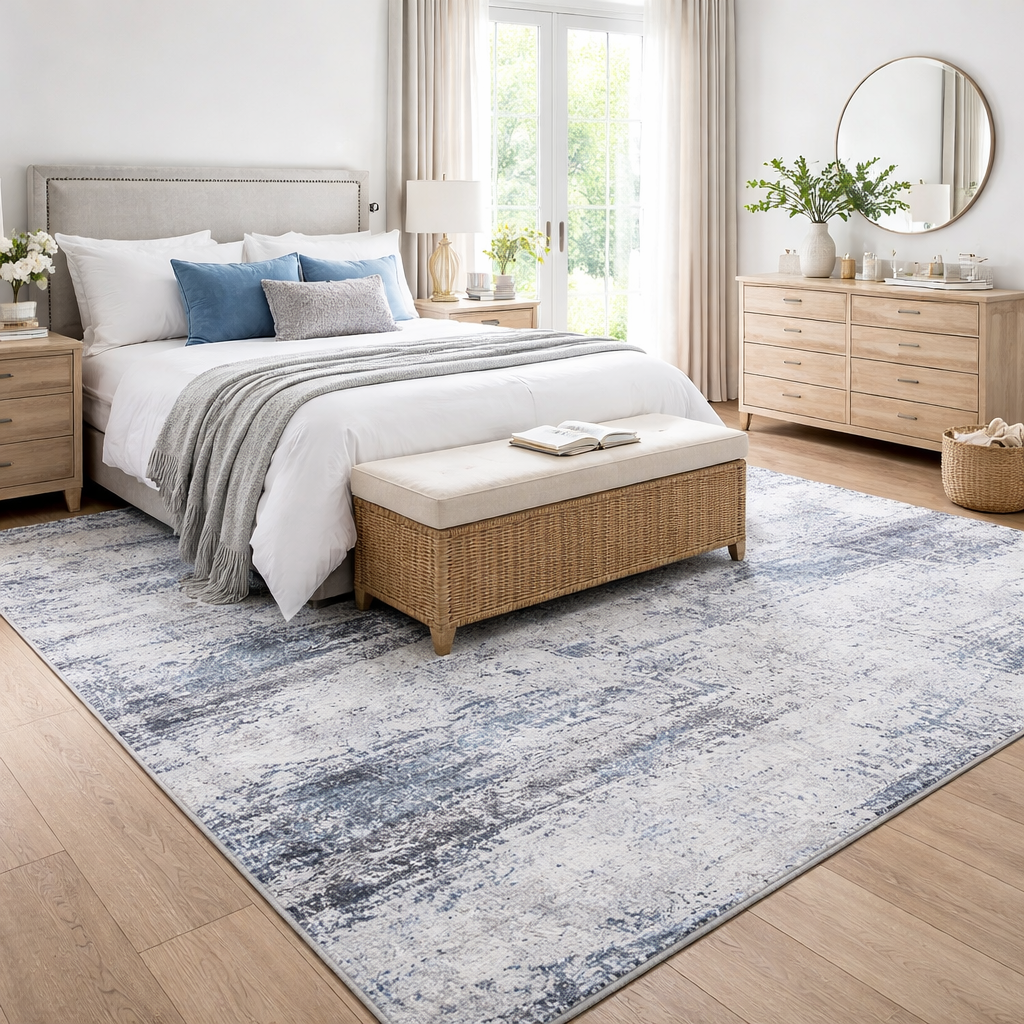 Azure Mist Abstract Rug