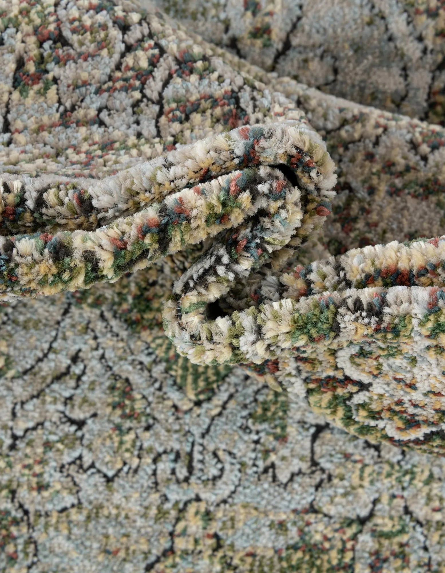 Sage Green & Ivory Vintage Distressed Persian Washable Area Rug with Non-Slip Backing