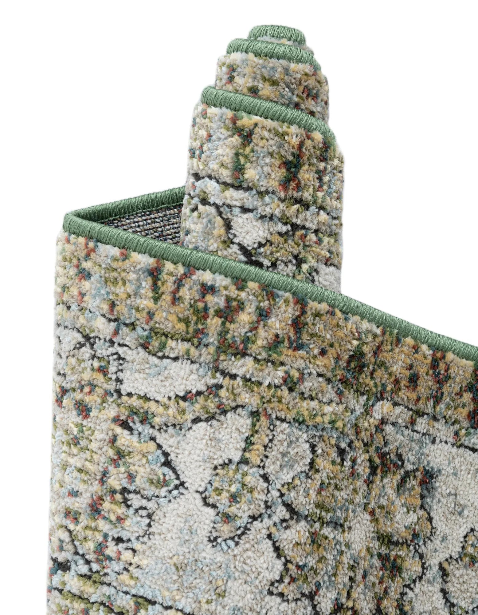 Sage Green & Ivory Vintage Distressed Persian Washable Area Rug with Non-Slip Backing