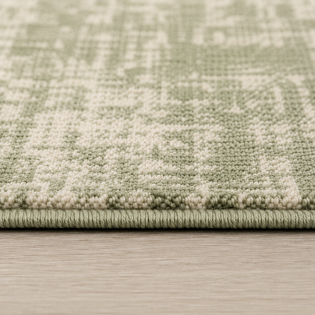 Modern Sage Green Abstract Washable Area Rug for Living Room, Bedroom & Dining Room | Soft Non-Slip Low Pile Carpet