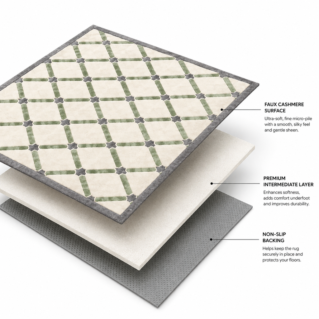 Sage & Ivory Moroccan Diamond Trellis Machine Washable Area Rug