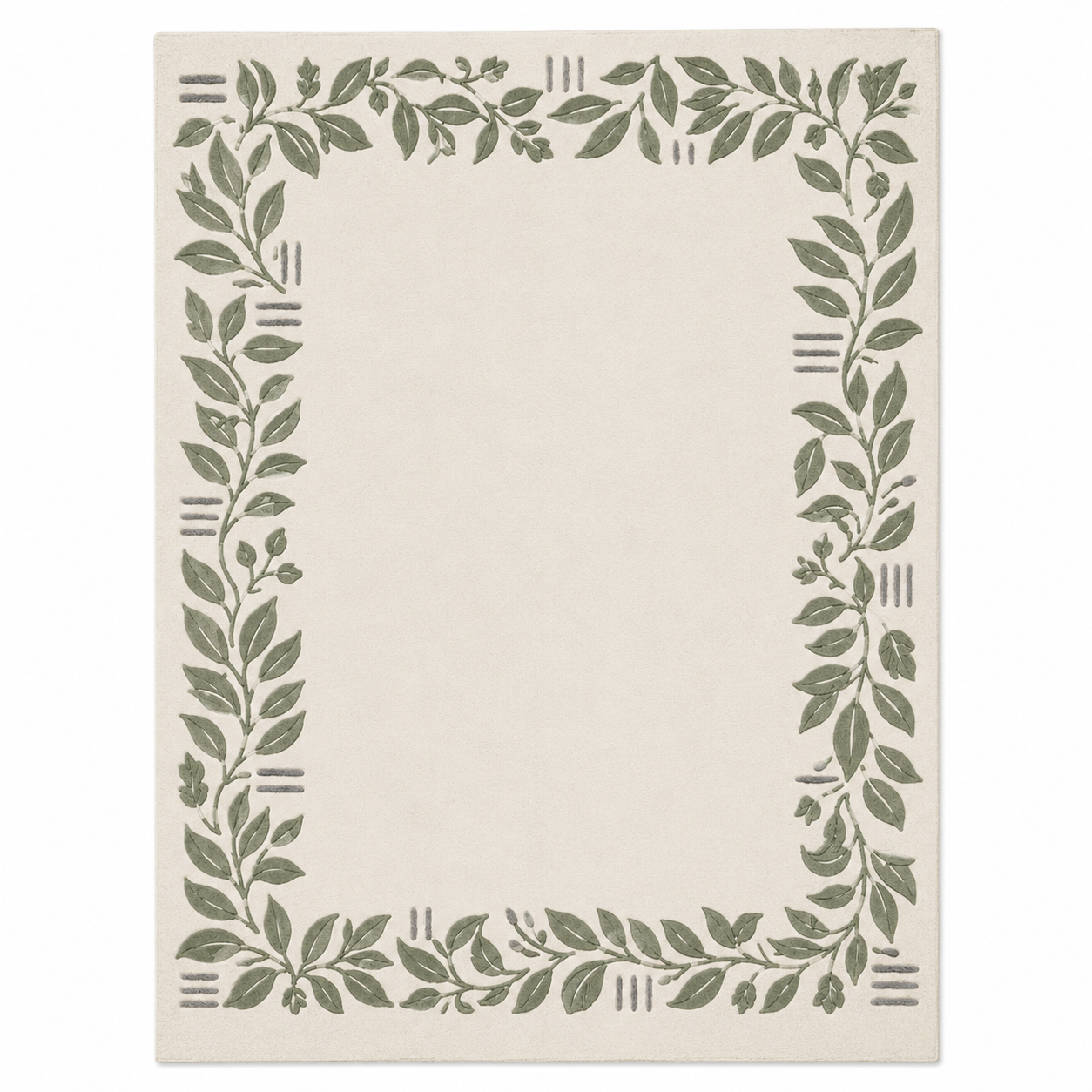 Ivory & Sage Green Botanical Area Rug