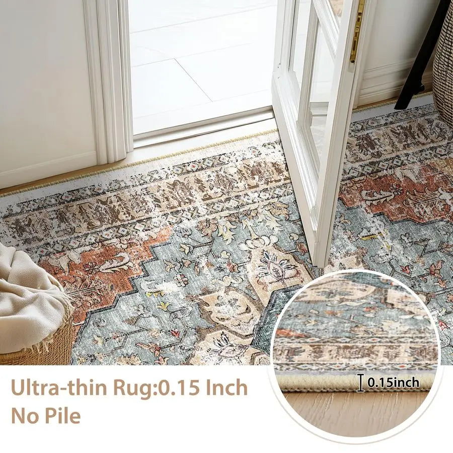 Seridan Rust Blue Persian Medallion Area Rug