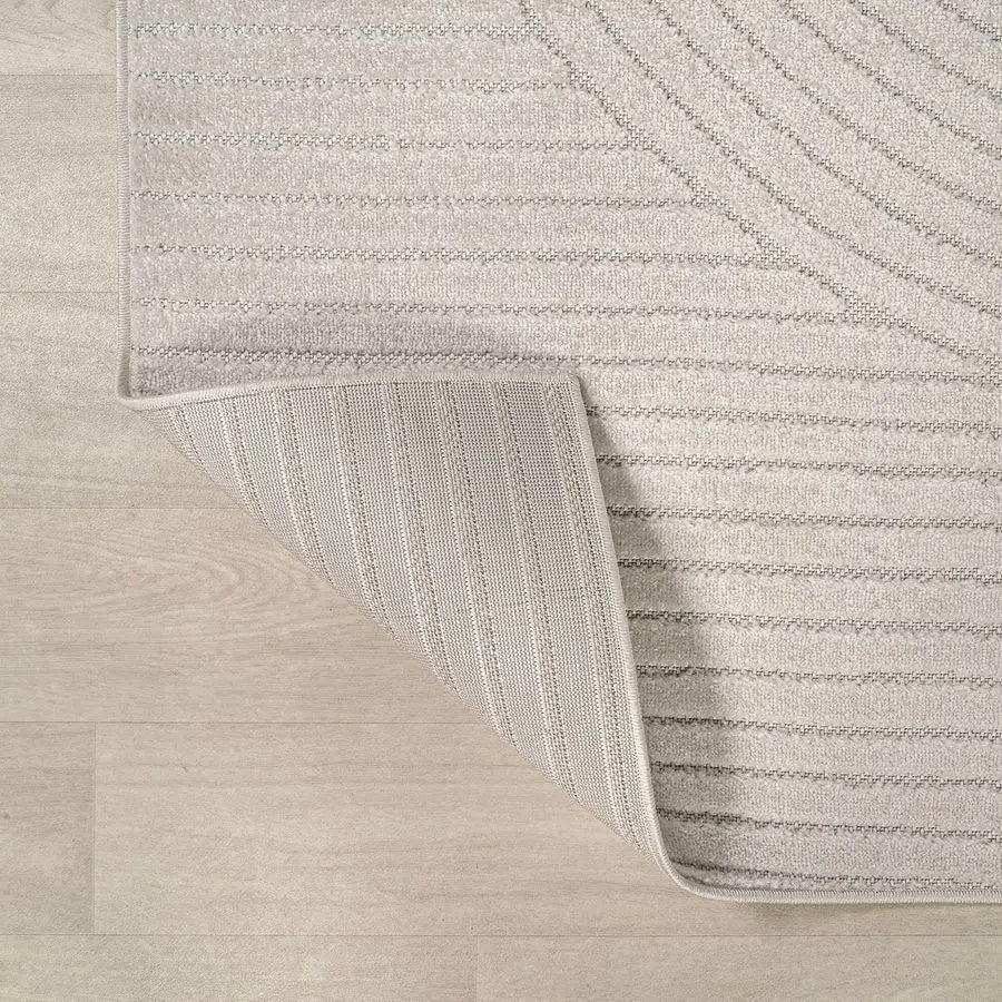 Modern Wave Textured Washable Area Rug – Cream Neutral