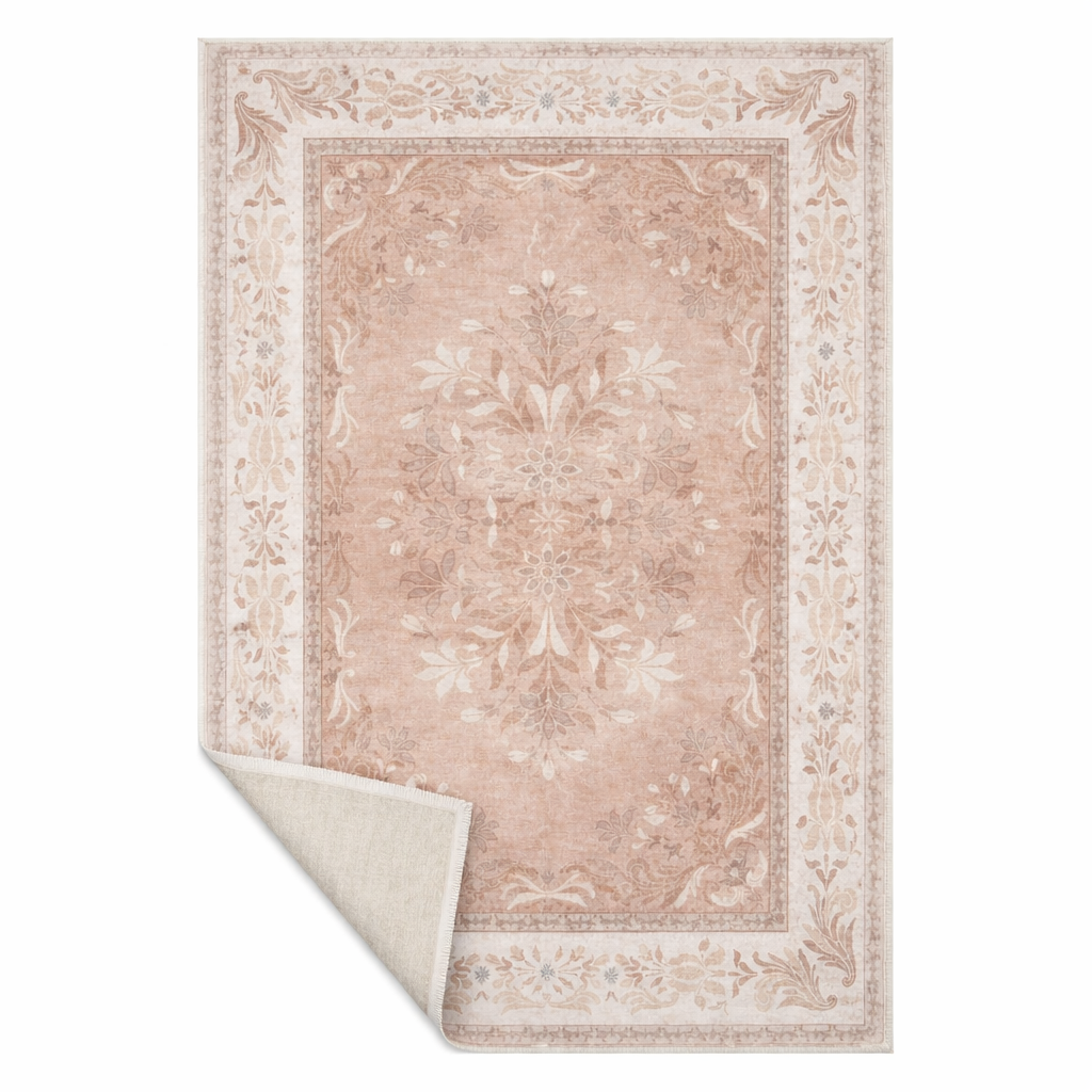 Veloura Vintage Floral Washable Area Rug