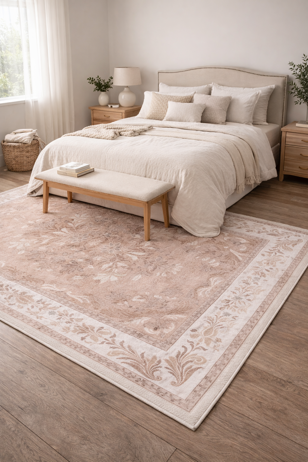 Veloura Vintage Floral Washable Area Rug