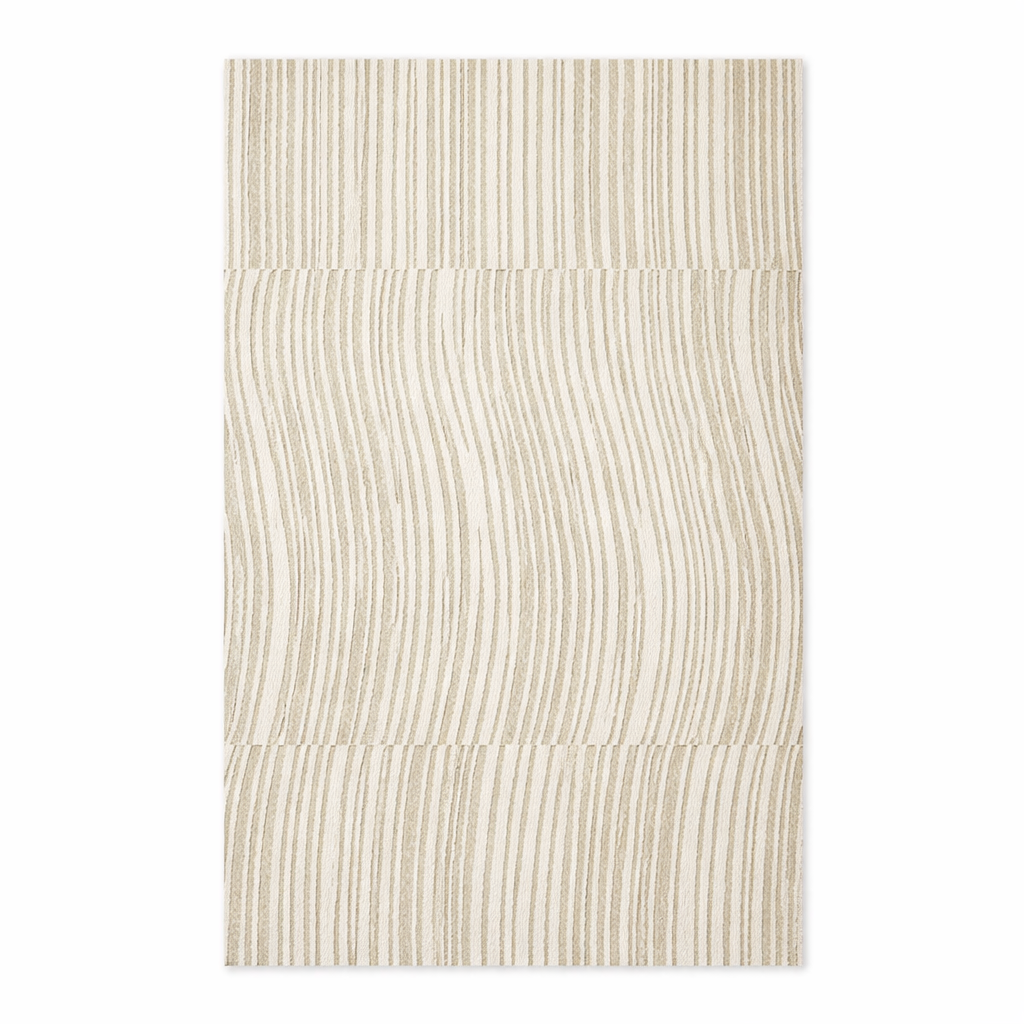 Ivory Wavy Stripe Textured Neutral Rug