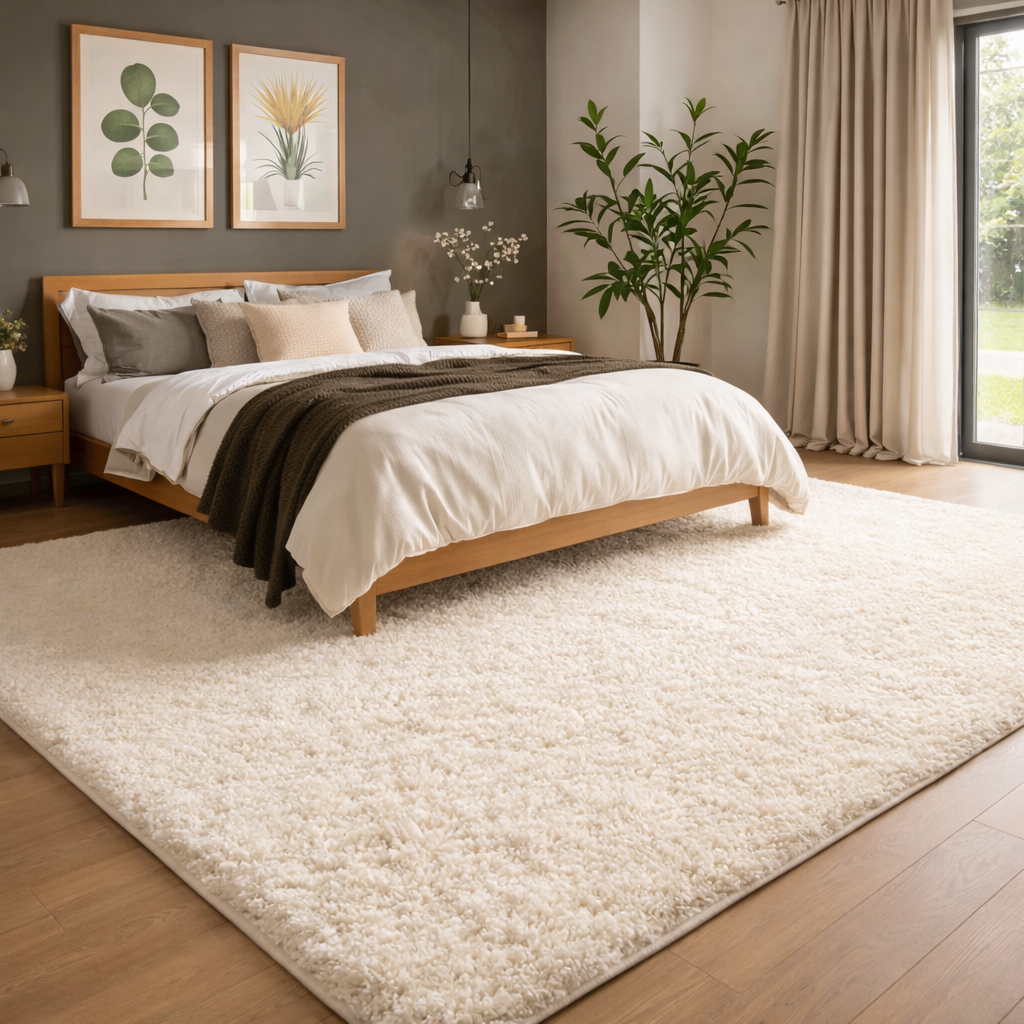 Alora Ivory Plush Shag – Soft Thick Pile Rug