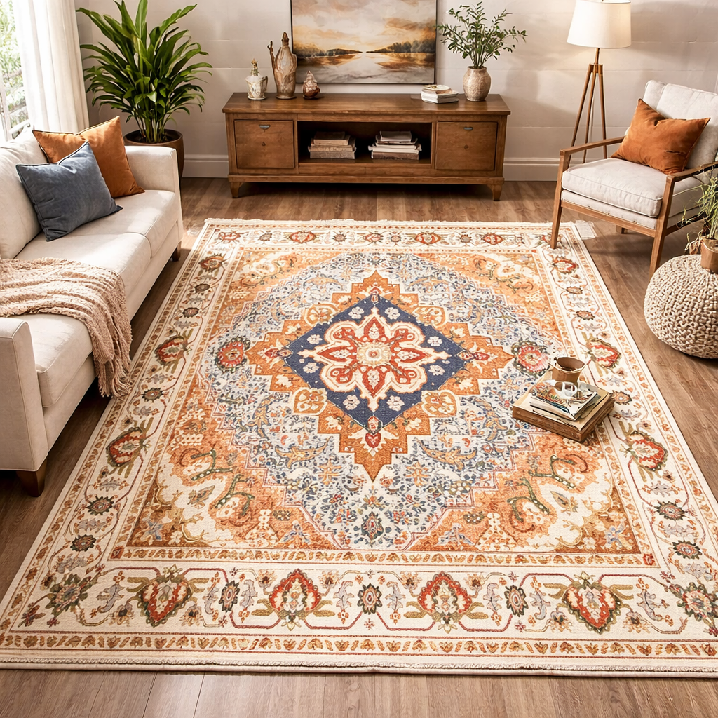 Serene Sky Persian Medallion Style Rug