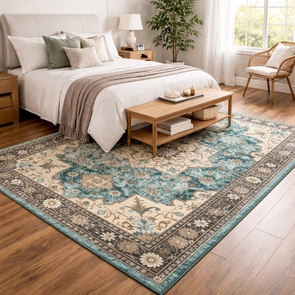 Caspian Teal Medallion Rug