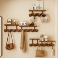 Ripple Collection | Bamboo Entryway Wall Rack with Shelf & Hooks | Stylish Organizer for Clutter-Free Spaces 0