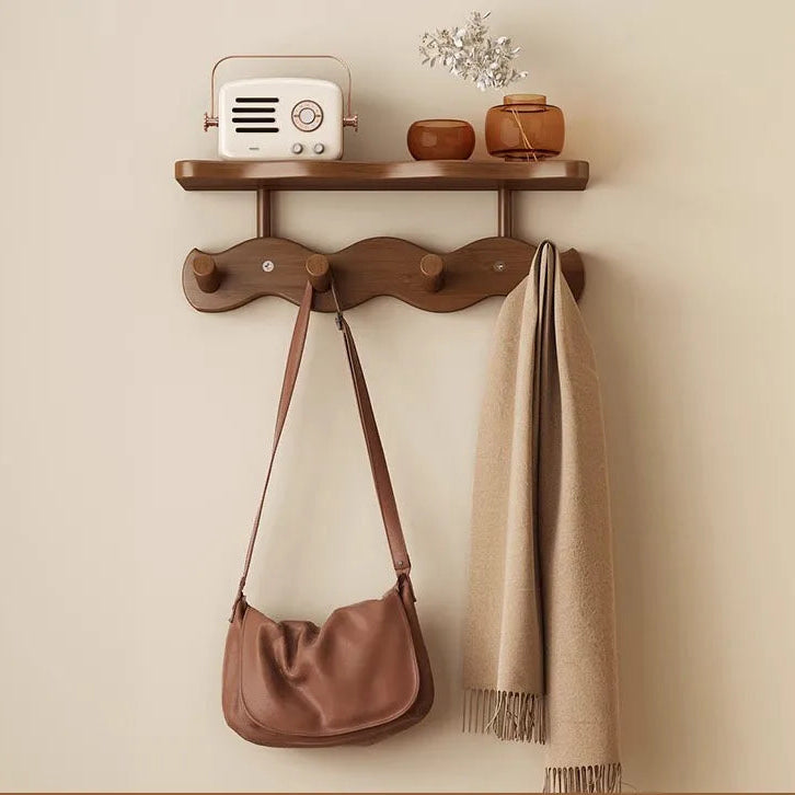 Ripple Collection | Bamboo Entryway Wall Rack with Shelf & Hooks | Stylish Organizer for Clutter-Free Spaces 6