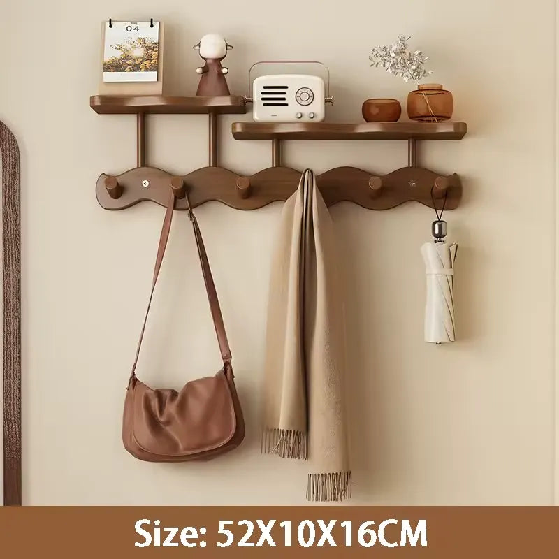 Ripple Collection | Bamboo Entryway Wall Rack with Shelf & Hooks | Stylish Organizer for Clutter-Free Spaces 8