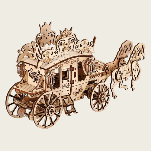 Rustic 3D Wooden Puzzle Kit | Horse-Drawn Cart Model with Night Light | Engaging DIY Decor for Creative Fun 1