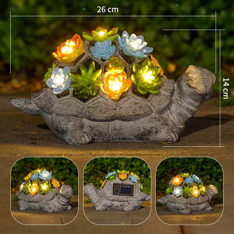 Solar Garden Statues | Tortoise Lawn Ornament with 7 LED Lights | Charming Outdoor Decor for Unique Garden Aesthetic 1