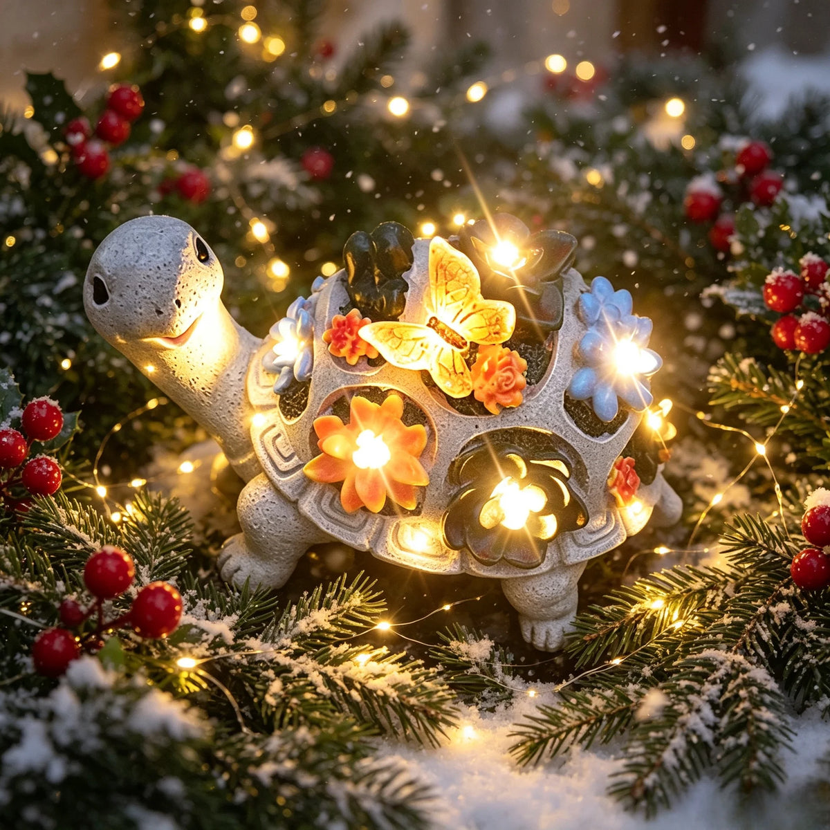 Solar Garden Statues | Tortoise Lawn Ornament with 7 LED Lights | Charming Outdoor Decor for Unique Garden Aesthetic 2