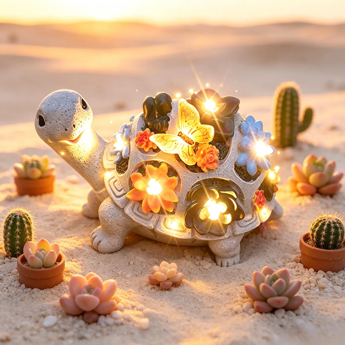 Solar Garden Statues | Tortoise Lawn Ornament with 7 LED Lights | Charming Outdoor Decor for Unique Garden Aesthetic 4