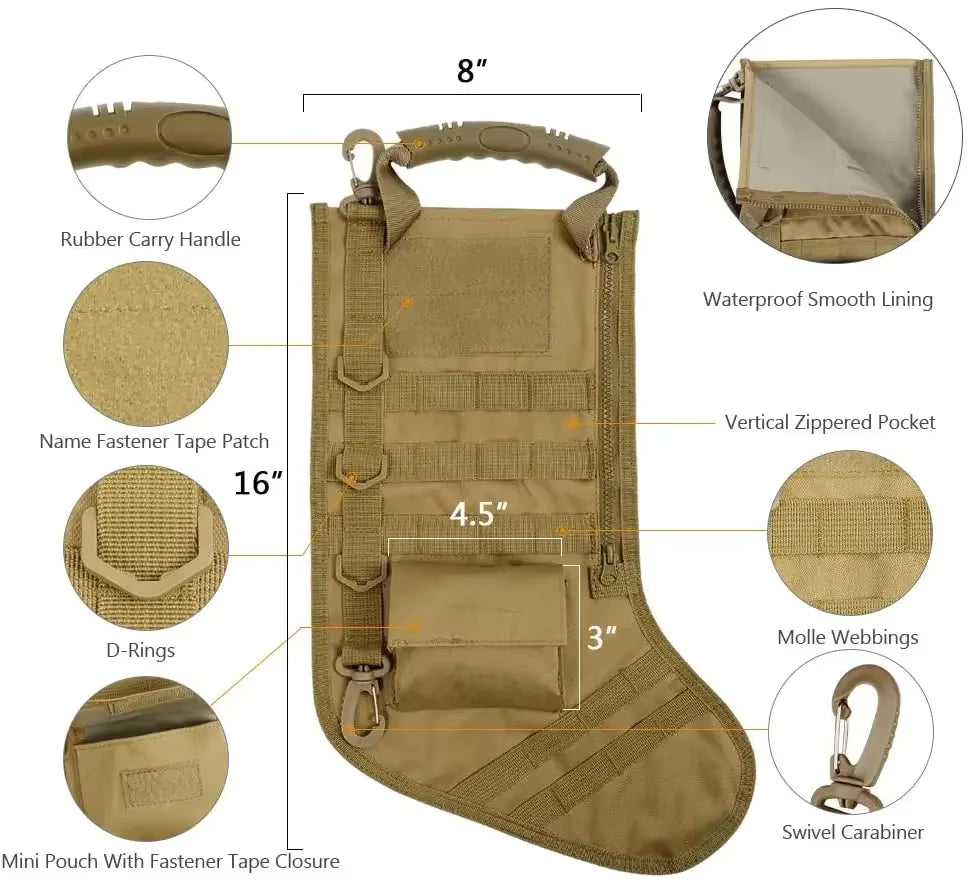 Tactical Utility Stocking Pouch | Durable Nylon Design for Efficient Holiday Storage 1