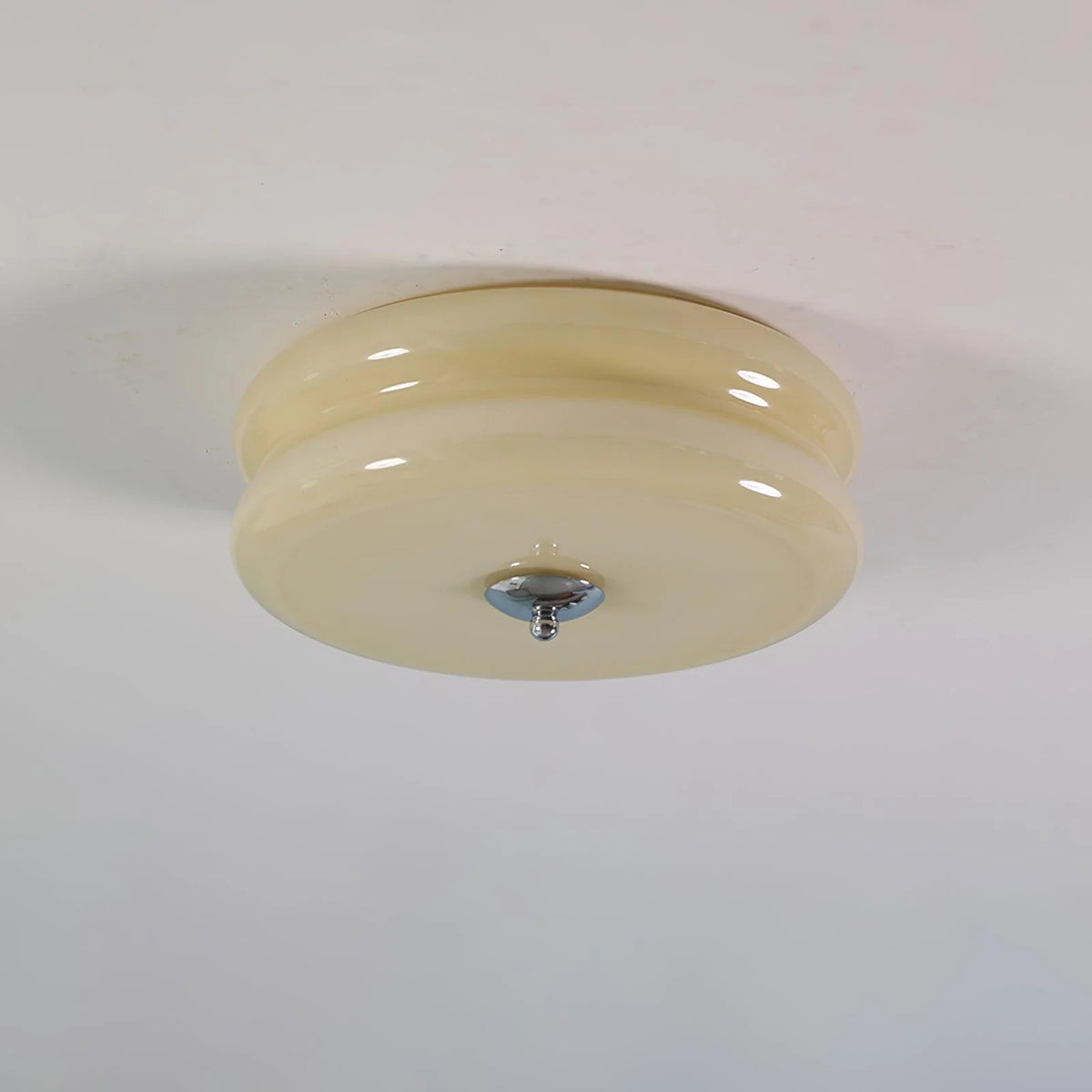 Vintage Flush Mount Ceiling Light with Elegant Glass Shade | Art Deco Design for Stylish Home Decor 0