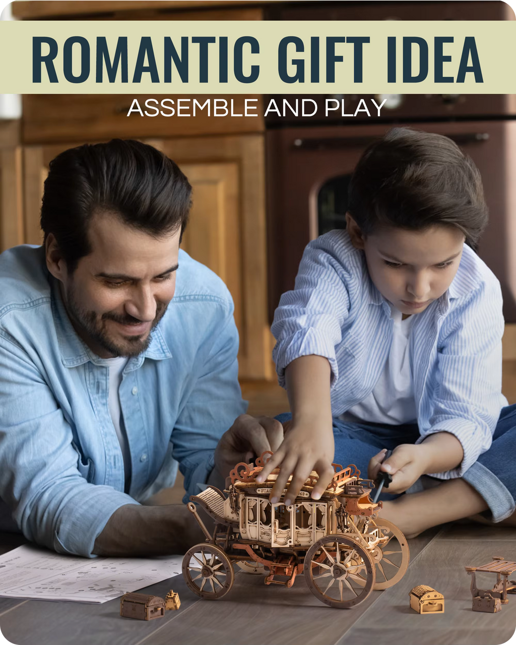 Vintage Stagecoach | 3D Wooden Puzzle Music Box with Moving Parts | Interactive DIY Craft Kit for Relaxation and Skill Development 4