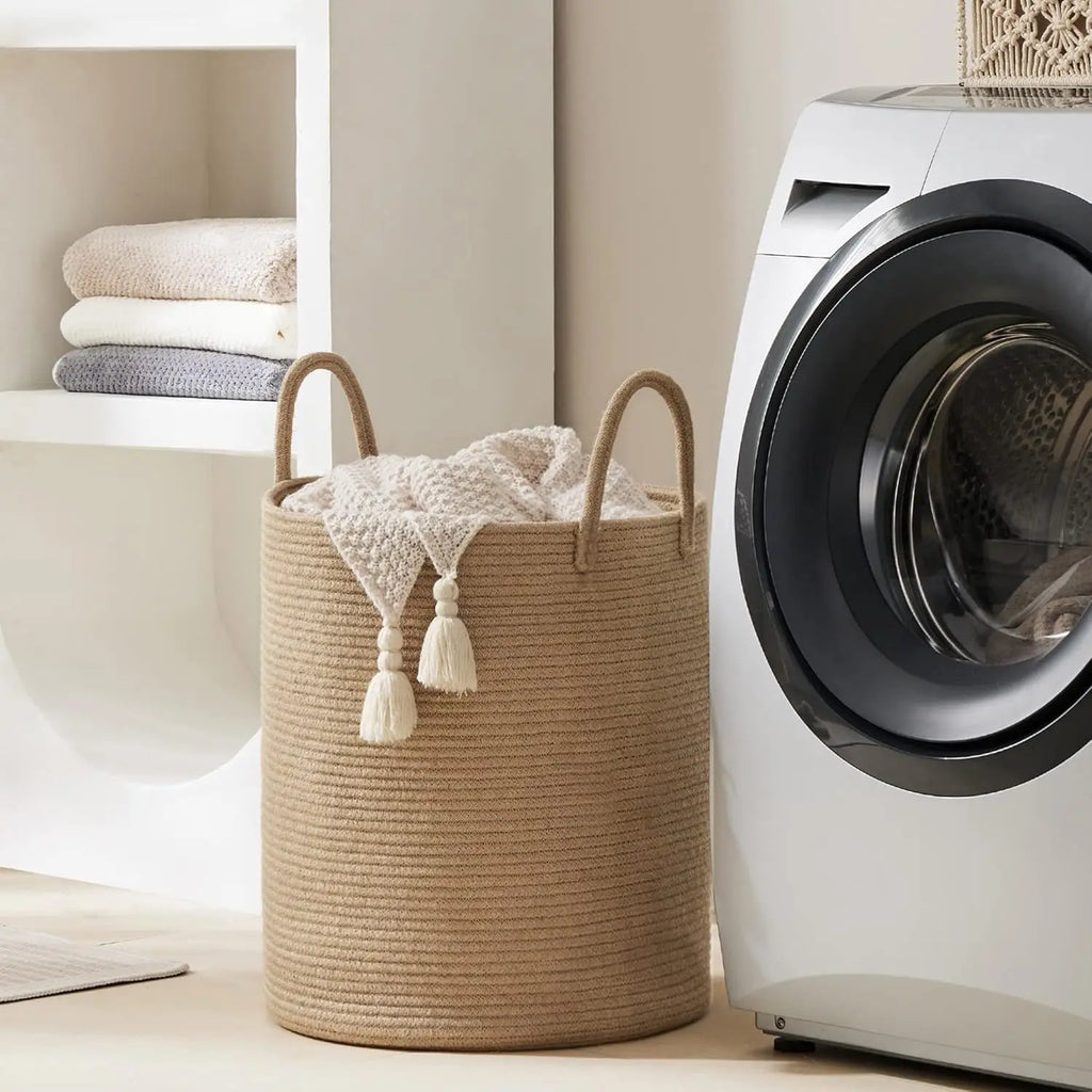 Woven Storage Basket | Large Cotton Rope Hamper with Sturdy Handles | Versatile Organization for Home Decor 1