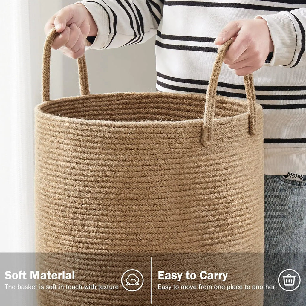Woven Storage Basket | Large Cotton Rope Hamper with Sturdy Handles | Versatile Organization for Home Decor 2