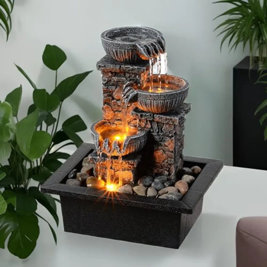 Zen Collection | Tabletop Water Fountain with LED Light for Tranquil Relaxation 0