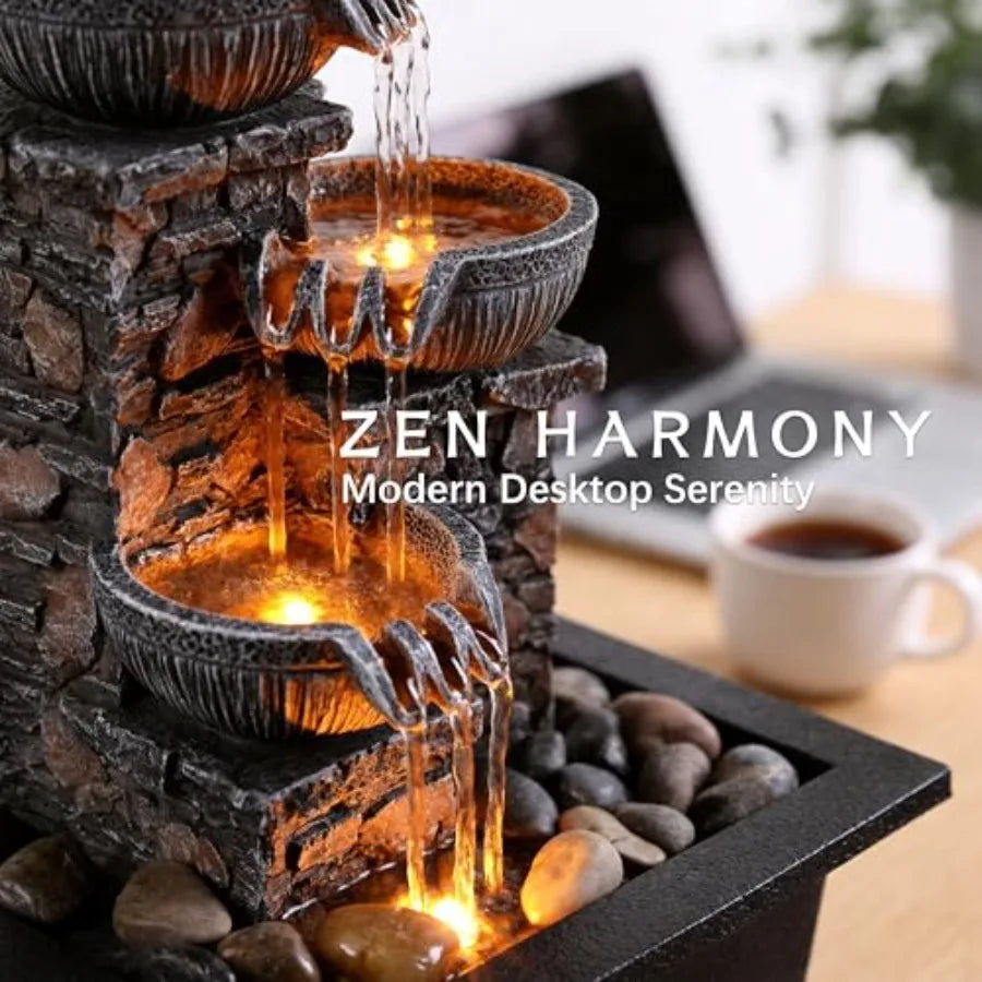 Zen Collection | Tabletop Water Fountain with LED Light for Tranquil Relaxation 3