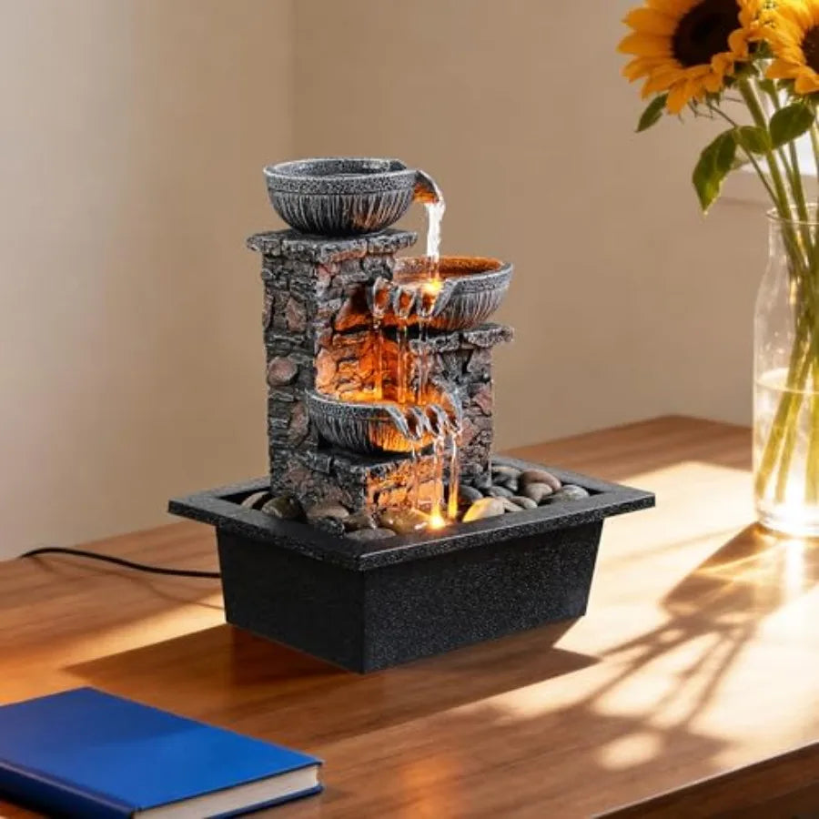 Zen Collection | Tabletop Water Fountain with LED Light for Tranquil Relaxation 4