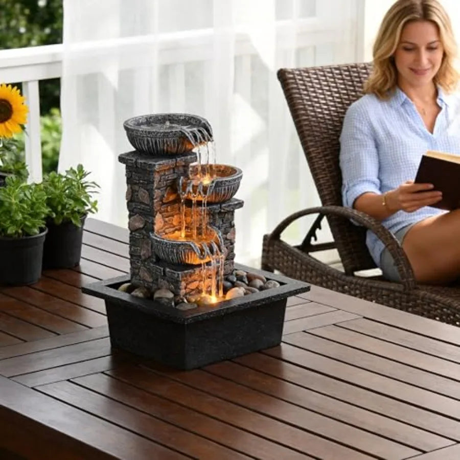 Zen Collection | Tabletop Water Fountain with LED Light for Tranquil Relaxation 5