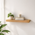 Natural Oak Wooden Floating Shelf for Wall – Solid Wood Wall Mounted Storage Shelf
