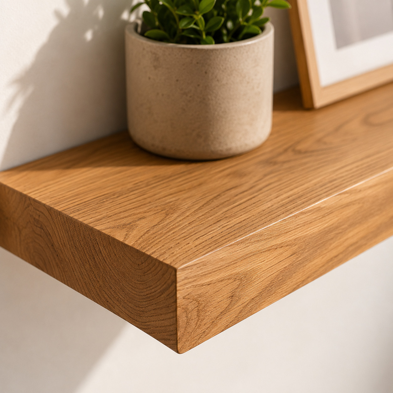 24 Inch Natural Oak Wooden Floating Shelf for Wall – Solid Wood Wall Mounted Shelf with Heavy Duty Hidden Brackets