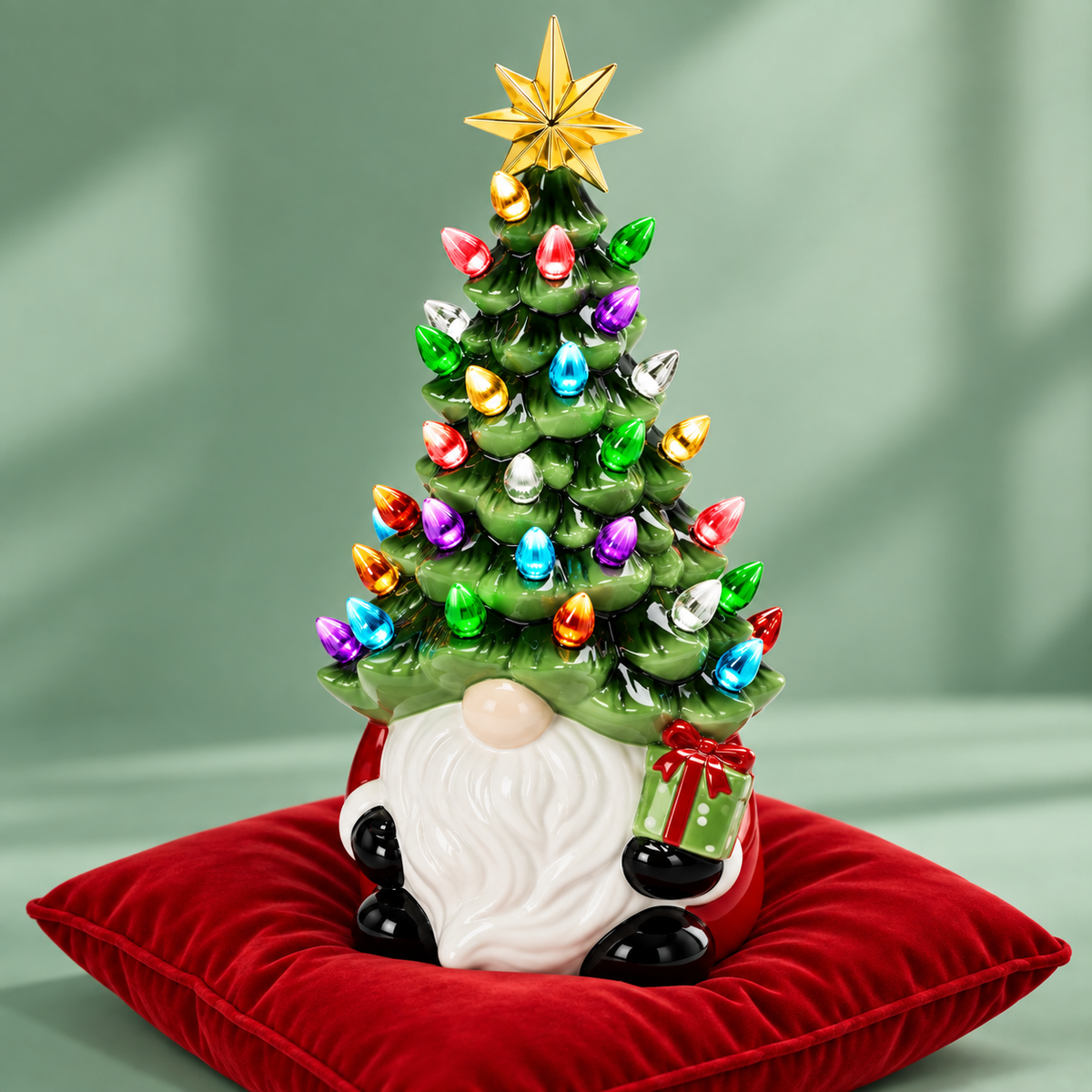 DIY Lighted Christmas Gnome Tree | 30 LED Lights & Glossy Resin Finish for Charming Holiday Decor