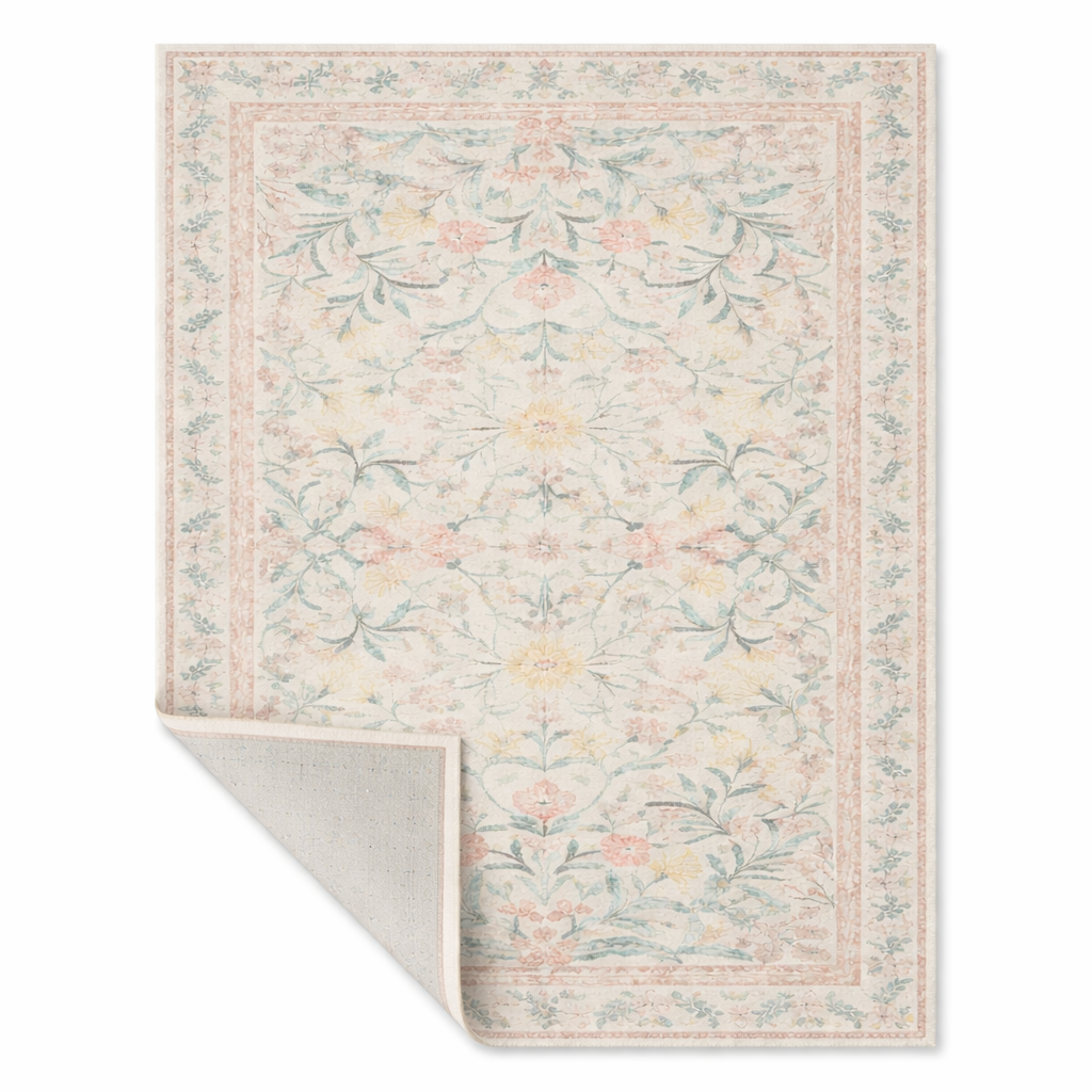 Florielle Vintage Botanical Washable Area Rug