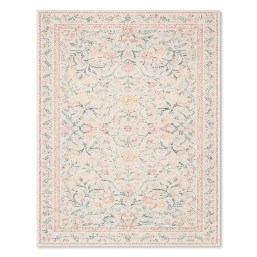 Florielle Vintage Botanical Washable Area Rug